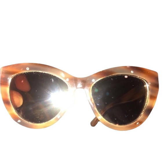 MCM brown tortoise sunglasses authentic with gold trim & hard case NWOT main image 6